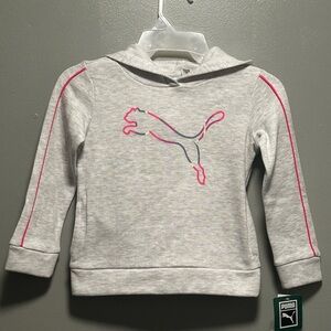 Puma Gray and Pink Sweatshirt with Sporty Accents and Side Pockets